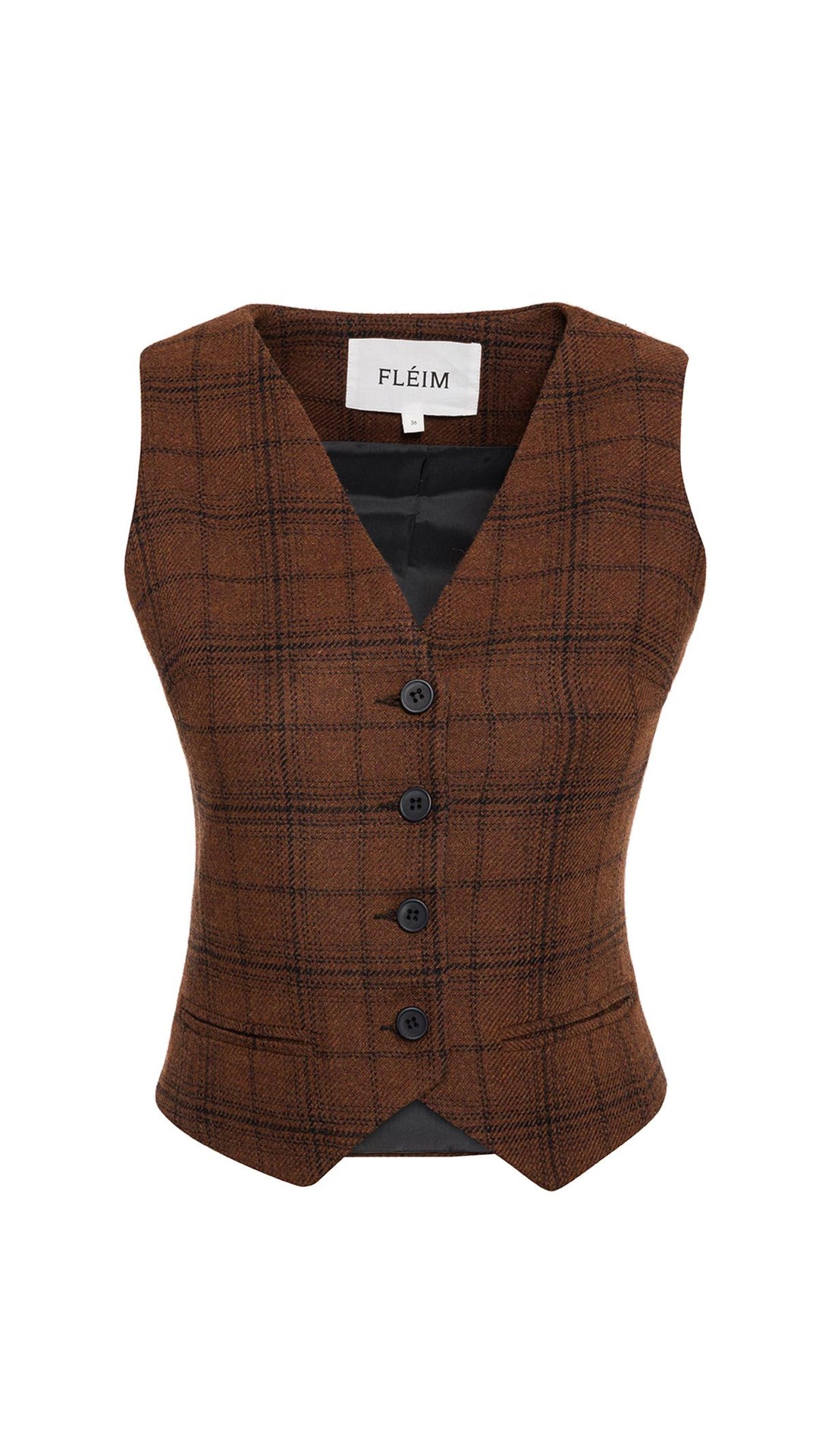 CHECKED WOOL BROWN VEST